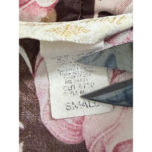 Floral Rose Brown Satiny Vintage Robe Kimono size Small - Picture 8 of 9